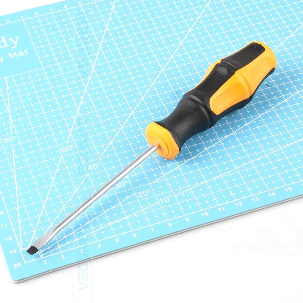 1pc Magnetic Slotted Flat Head Screwdriver Multifunctional Household Basic Anti Slip Manual Screw Drive Tool