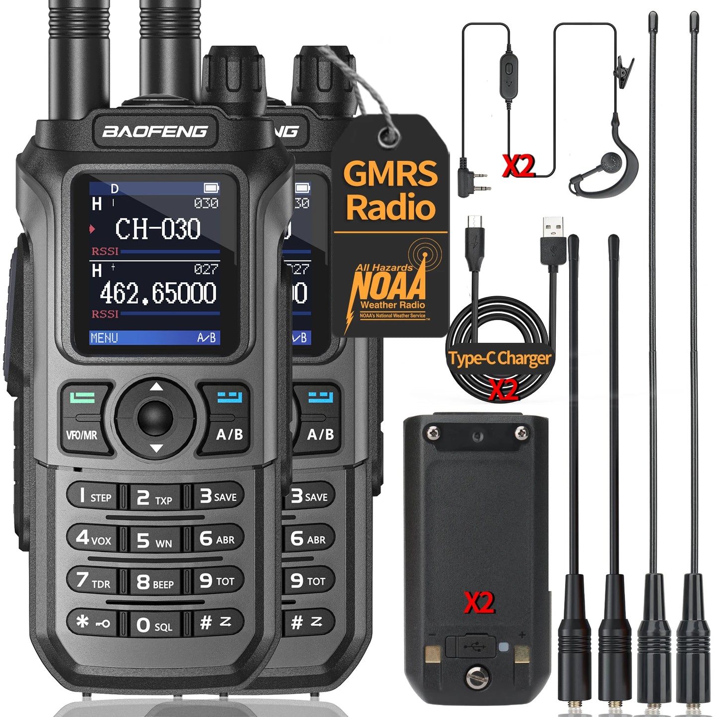 1/2PCS BAOFENG GM-21 PRO Walkie Talkie Wireless Copy Frequency Type-C NOAA Up UV-21 PRO V2 Ham Radio Two Way Radio For Hunting