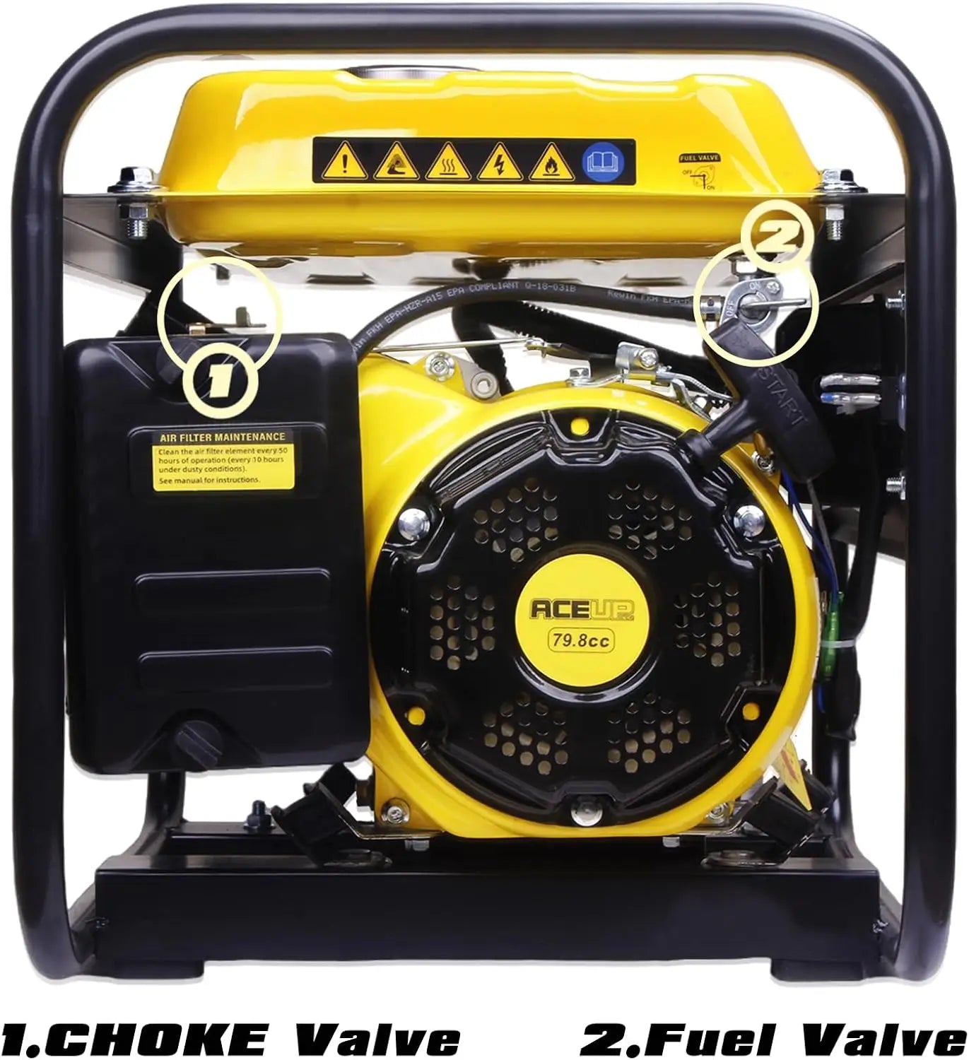 Aceup Energy 1,500W Gas Powered Generator, Portable Generator 4-Stroke, EPA Compliant