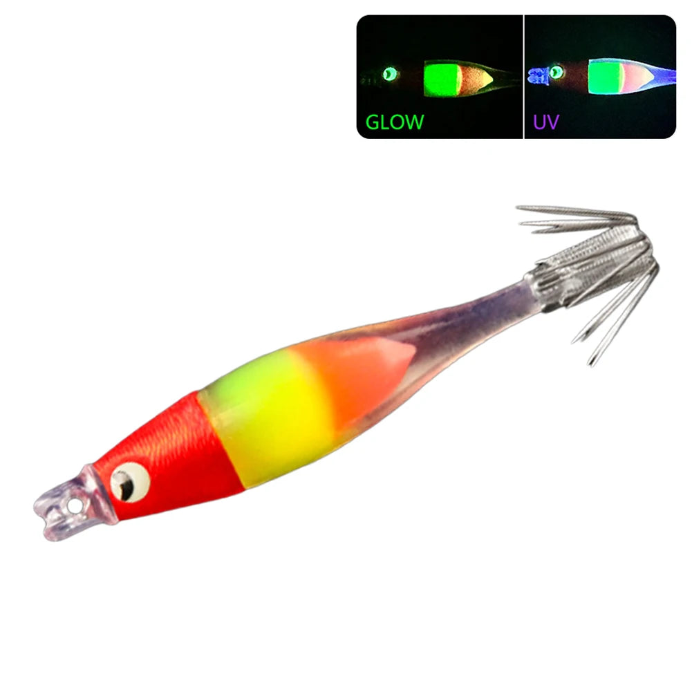 Luminous UV Blowing Tube Fishing Lure Wood Shrimp Bait Fishing Explosion Hook