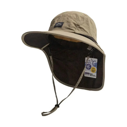 Unisex Summer Wide Brim Waterproof And Quick-drying With Hat Panama Uv Fisherman Caps Mesh Breathable Neck Protection