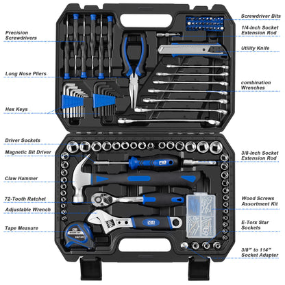 200 PCS Ratchet Wrench Hand Tools Set Combination Socket Adapter Kit Spanner Set General Household Wrench Set Tool