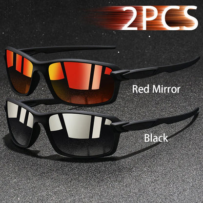 2 PCS Fashion Vintage Sunglasses Men Women Fishing Driving Man Luxury Brand Designer Sun Glasses Anti-Glare Retro Eyewear UV400
