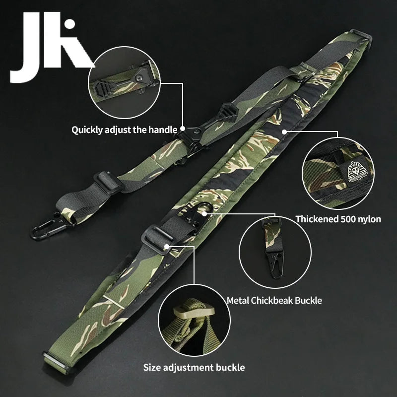 Tactical Quick Release Sling Strap 2 Points Adjustable Rifle Nylon Strap Outdoor Hunting Weapon HK416