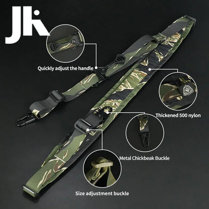 Tactical Quick Release Sling Strap 2 Points Adjustable Rifle Nylon Strap Outdoor Hunting Weapon HK416