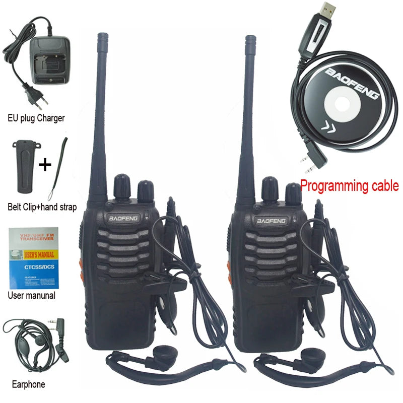 2Pcs/Lot Baofeng BF-888S Walkie Talkie Two-way Radio Set BF 888s UHF 400-470MHz 16CH Walkie-talkie Radios Transceiver