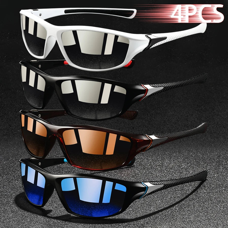 4 PCS Fashion Vintage Fishing Cycling Sports Sunglasses Men Women Running Mountaineering Sport Man Sun Glasses UV400 Eyewear