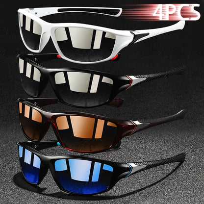 4 PCS Fashion Vintage Fishing Cycling Sports Sunglasses Men Women Running Mountaineering Sport Man Sun Glasses UV400 Eyewear