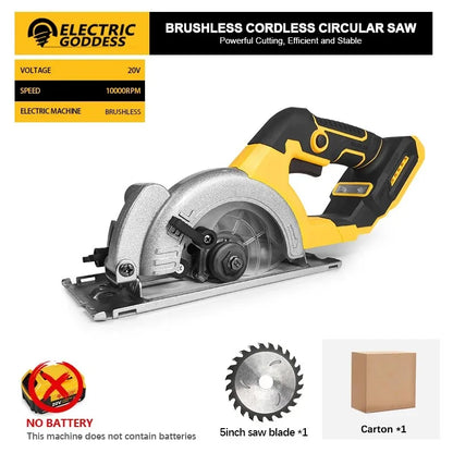 5-inch Mini Electric Circular Saw One-hand Wood Cutter Portable Woodworking Chainsaw For Dewalt 20V Batteries