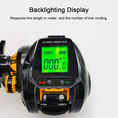 Hook Reminder Digital Fishing Baitcasting Reel Line Counter 6.3:1 Digital Fishing Reel
