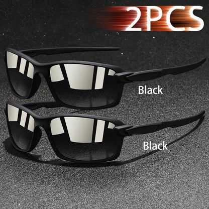2 PCS Fashion Vintage Sunglasses Men Women Fishing Driving Man Luxury Brand Designer Sun Glasses Anti-Glare Retro Eyewear UV400