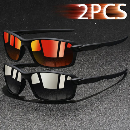 2 PCS Fashion Vintage Sunglasses Men Women Fishing Driving Man Luxury Brand Designer Sun Glasses Anti-Glare Retro Eyewear UV400