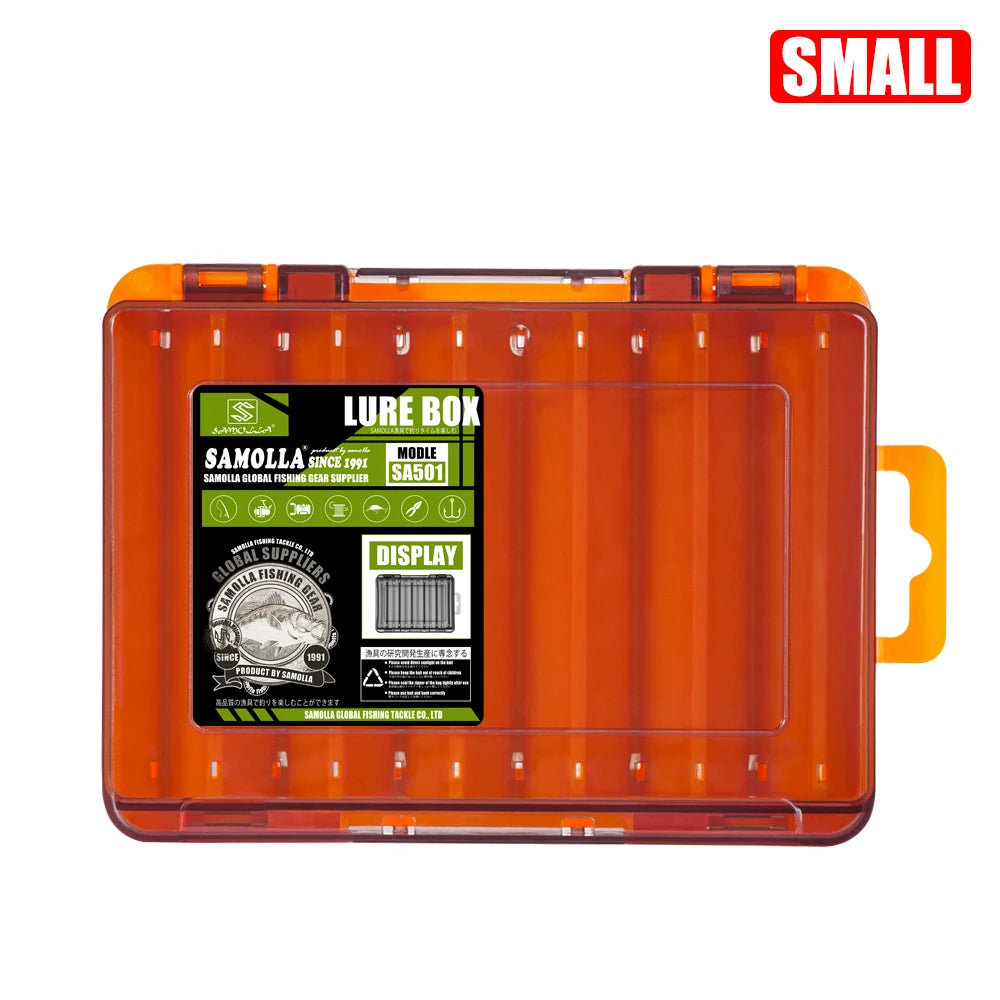 SAMOLLA Double-Sided Compact Tackle Box - Streamline Fishing with Durable, Versatile Organizer for Lures, Hooks, Baits