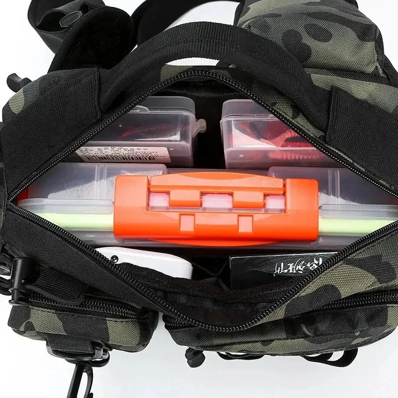 Fishing Tackle Backpack Lure Box Gear Storage Bag Fanny Pack for Men Fly Fishing