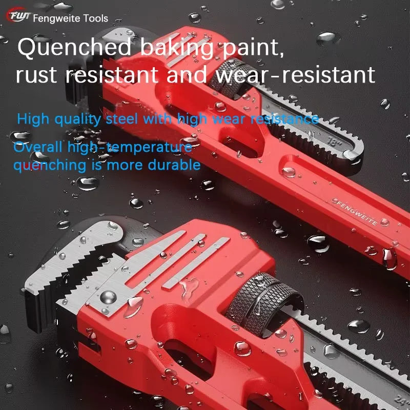 Heavy duty pipe wrench, adjustable pipe wrench, solid jaws and I-beam handle, pipe wrench, industrial wrench