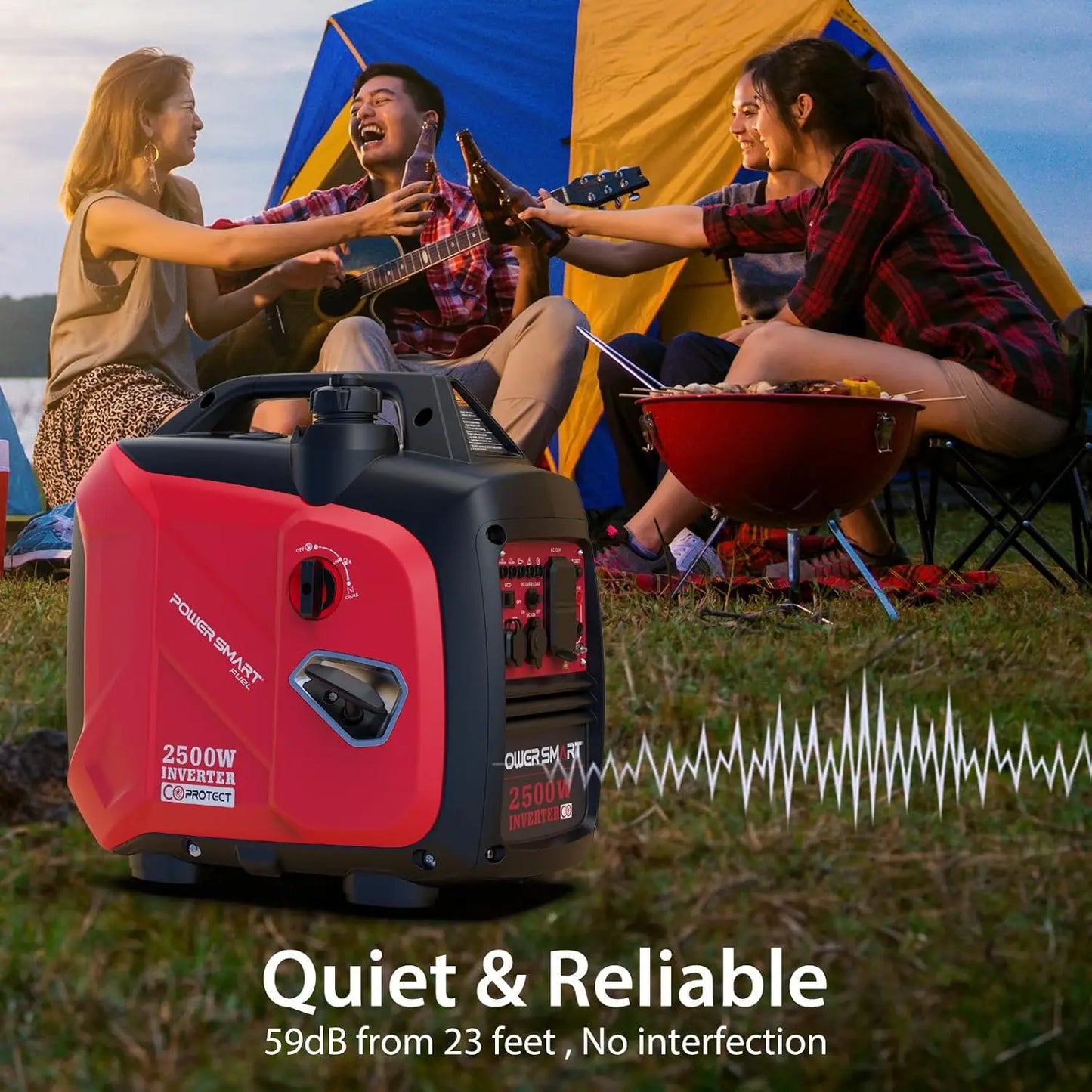 2500-Watt Gas Powered Portable Inverter Generator, Super Quiet for Camping,Home Emergency Use,EPA Compliant 2024 Version