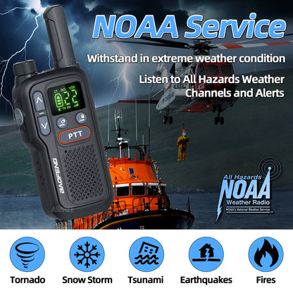 2PCS Baofeng BF-T18 Dual PTT Mini Walkie Talkie NOAA PMR FRS Flashlight Portable Long Range Support Type-C Two Way Ham Radio