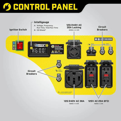 New  Equipment 201110 11,500/9,200-Watt Electric Start Portable Generator with CO Shield,Yellow   | USA | NEW