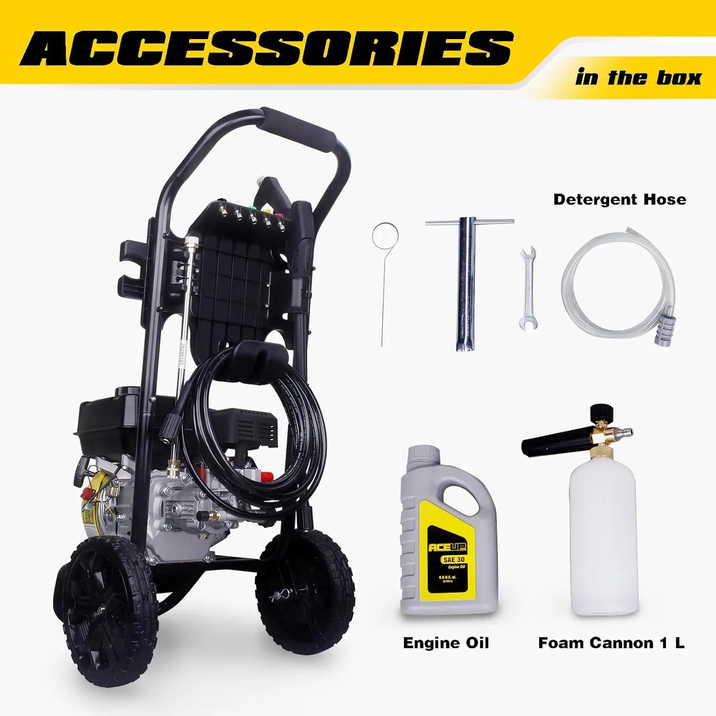 Aceup Energy Gas Pressure Washer 3400 PSI 2.6 GPM, High Pressure Washer 212CC Gas Power