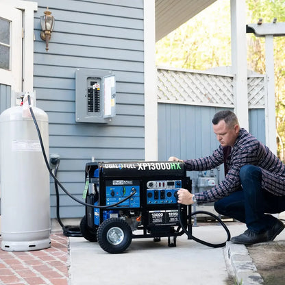 DuroMax XP13000HX Dual Fuel Portable Generator -13000 Watt Gas or Propane Powered - Electric Start w/ CO Alert 50 State Approved