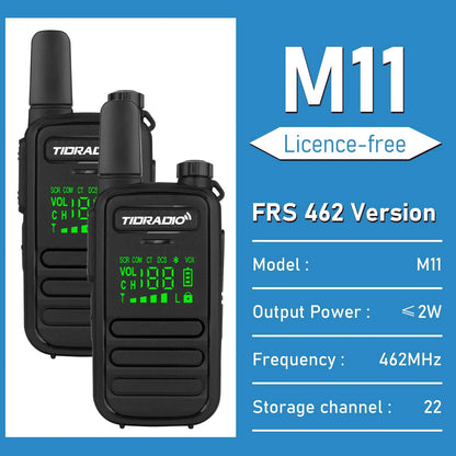 TIDRADIO 2PCS M11 Mini Walkie Talkie Profesional PMR /FRS Long Range Communication Radio Two Way Radio Transceiver Colorful