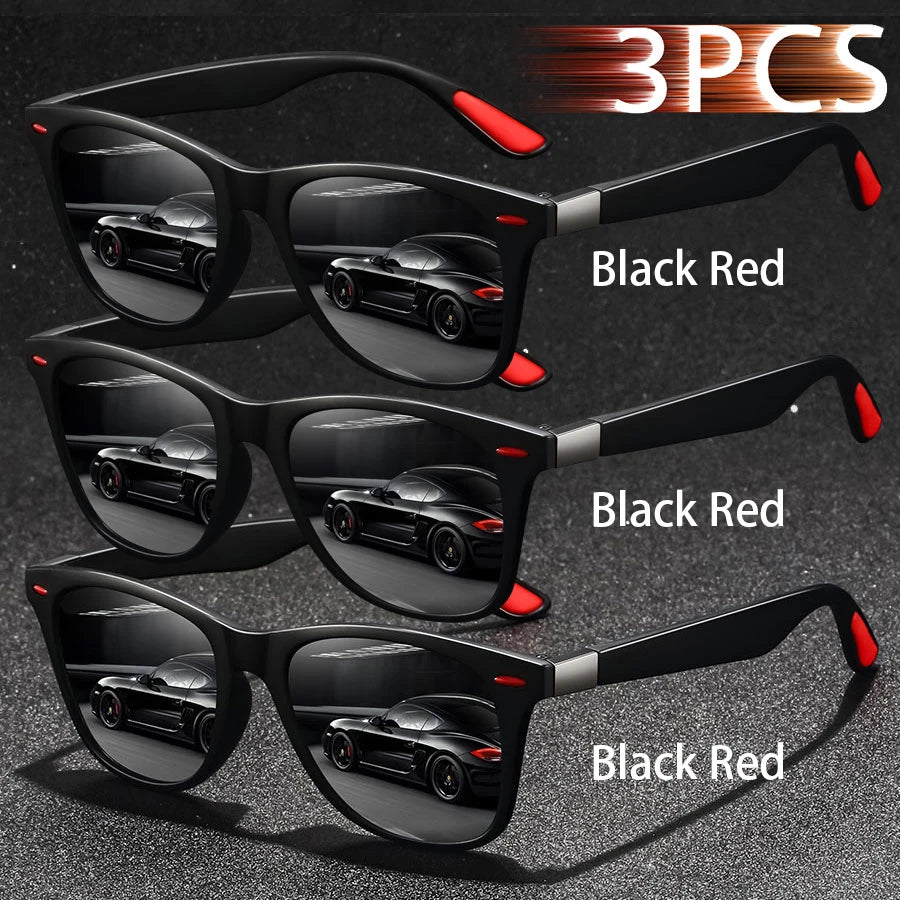 3 PCS Fashion Vintage Sunglasses Men Women Fishing Driving Man Luxury Brand Designer Sun Glasses Anti-Glare Retro Eyewear UV400