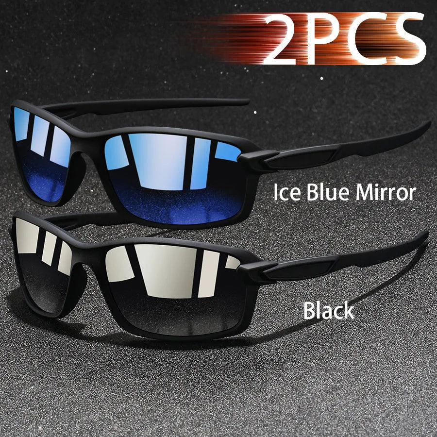 2 PCS Fashion Vintage Sunglasses Men Women Fishing Driving Man Luxury Brand Designer Sun Glasses Anti-Glare Retro Eyewear UV400