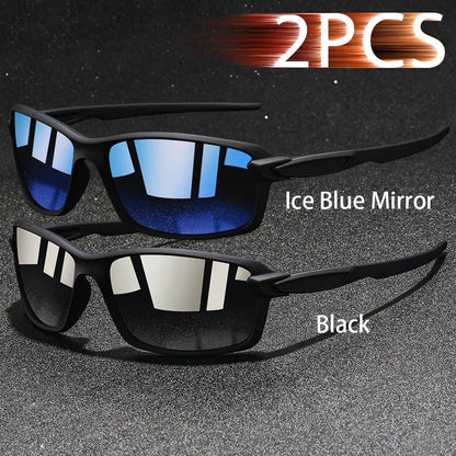 2 PCS Fashion Vintage Sunglasses Men Women Fishing Driving Man Luxury Brand Designer Sun Glasses Anti-Glare Retro Eyewear UV400
